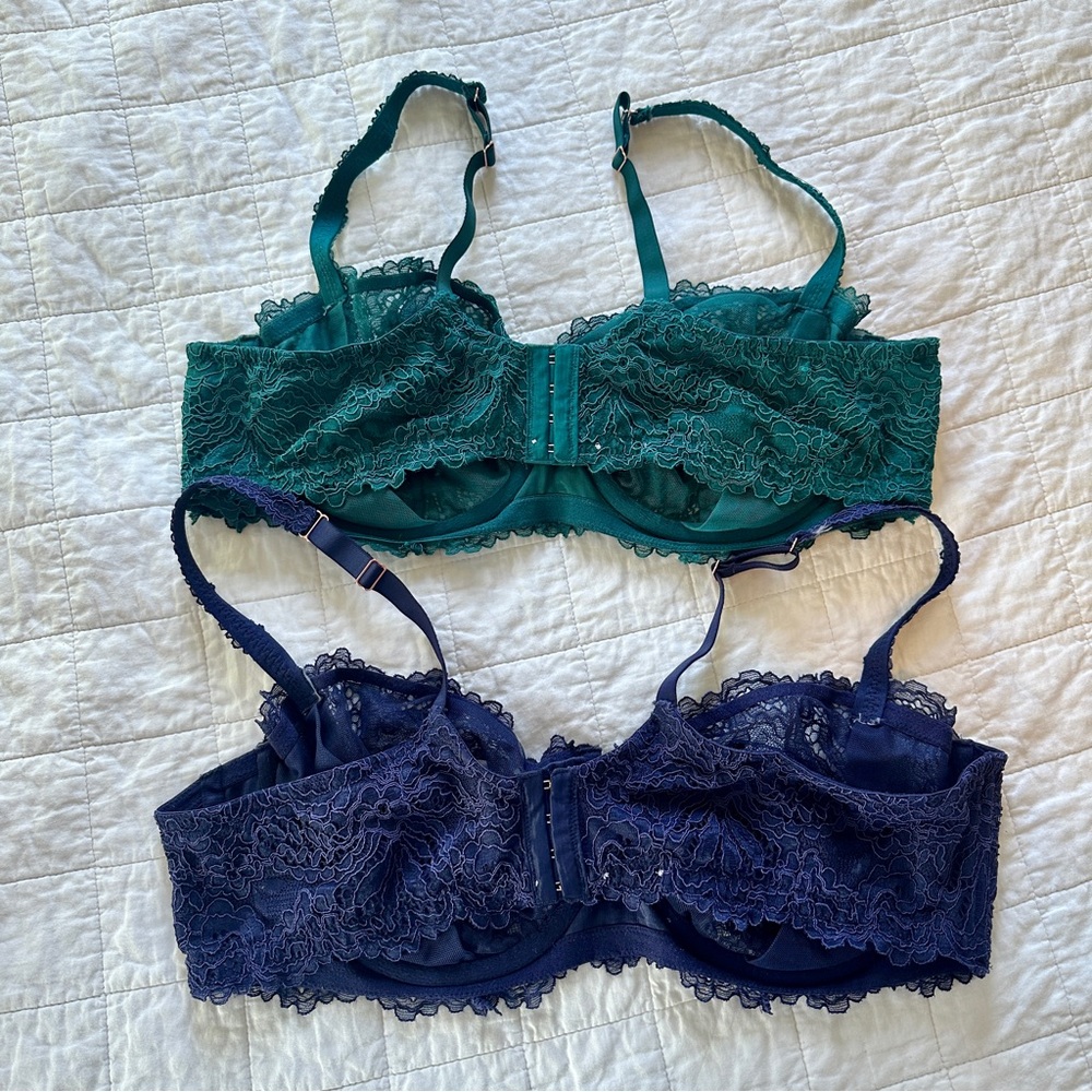 Savage X Fenty Romantic Corded Lace Unlined Balconette Bra Bundle 44D - Picture 2 of 3